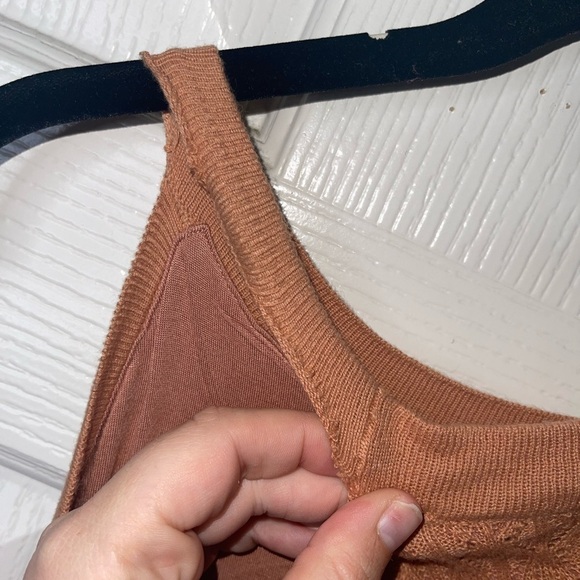 NWT HOUSE OF HARLOW 1960 Revolve Tan Crochet High Neck Bodycon Midi Dress Large - Picture 7 of 8